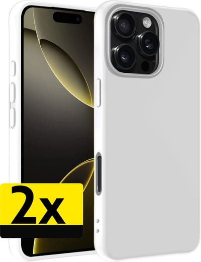 Hoesje - 2 Stuks - Geschikt voor Apple iPhone 16 Pro - Sterk & Shockproof - Case Siliconen - Back Cover - Telefoon Hoes - Telefoonhoesjes - Wit