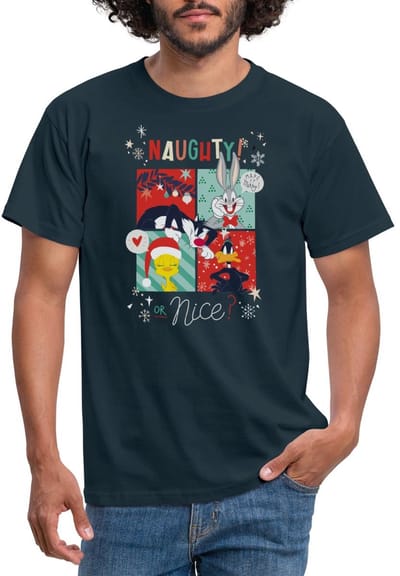 Looney Tunes Stout Of Aardig Kerstmis T-Shirt Heren