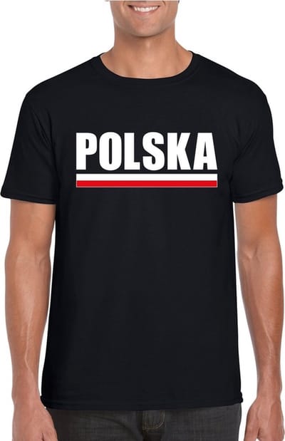 Zwart Polen supporter t-shirt voor heren - Poolse vlag shirts S