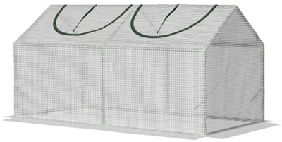 Serre, beschermende serre, zonserre, tomatenserre, geschikt voor balkon, tuin, groente teelt, 120 x 60 x 60 cm, wit, staal.