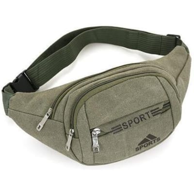 Multifunctionele Canvas Heuptas Nauwsluitende Mobiele Telefoon Borsttas, Buitensport Heuptas met Grote Capaciteit One Size black
