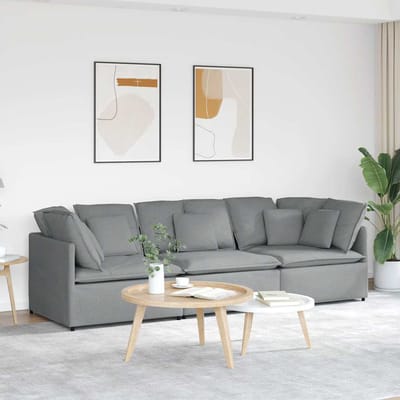 vidaXL - Modulaire - bank - met - kussens - stof - lichtgrijs