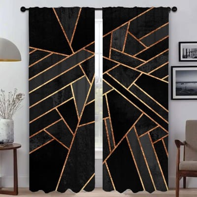 Geometrische Anti-muggen Gordijnen 2 Stuks Shades Home Interieur Gordijnen voor Camera Tule voor Slaapkamer Afscheiding Raamgordijn W50xH70cmx2pcs-CL