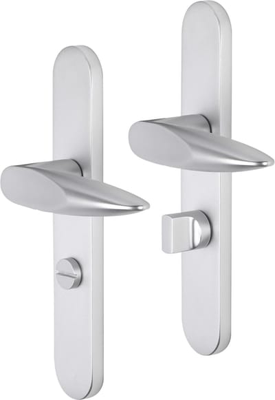 Deurkruk - Impresso Sutton - Voor binnen - Ovaal deurschild met toiletsluiting - Aluminium - 2 stuks