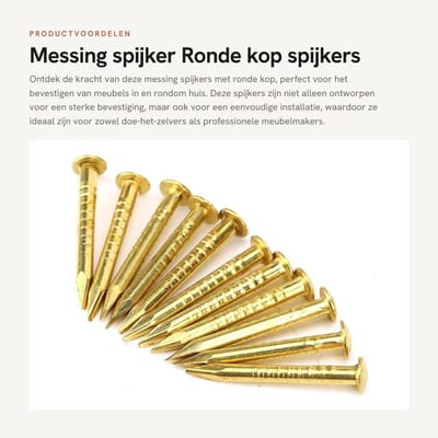 Dailygoods- Spijker 100st - Messing Spijkers - Sterke Bevestigingsfunctie - Eenvoudige Installatie - Hoogwaardig Materiaal - Perfecte Vervanging - Bevestigingsmateriaal