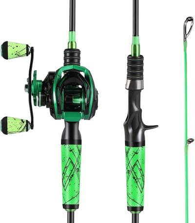 Baitcasting Hengel Combo met SuperPolymer Handvat - Groene Vishengelset