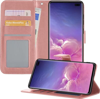 Hoesje - Geschikt voor Samsung Galaxy S10 - Luxe Bookcase - Walletcase Hoes - Portemonnee - Cover - Telefoonhoes - Rosé goud
