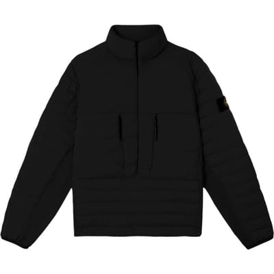 Stone Island Effen Kleur Logo Opstaande Kraag Rits Lange Mouwen Donsjas Uniseks Bovenkleding K2S154100022S0183-V0029 L black