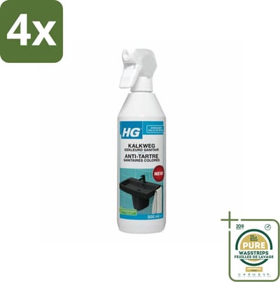 HG Kalkweg Gekleurd Sanitair 500 ml - Voordeelverpakking - 4 stuks - Badkamerschoonmaak - Kalk