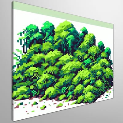 Pixel art mos schilderij | Mystieke Mosgroei: Een Pixelig Kunstwerk van Natuurlijke Pracht | Kunst - 60x60 centimeter op Canvas | Foto op Canvas