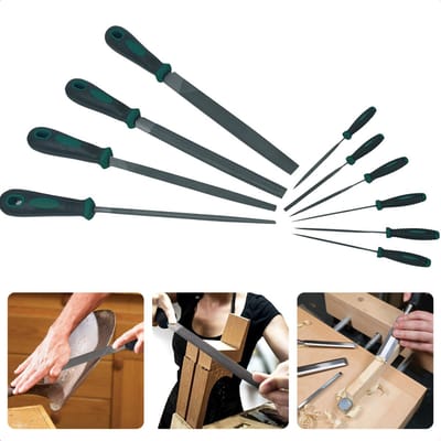 10-delige Vijlenset - Vijl - Werkplaatsvijlen - Naaldvijlen - 3-hoek - Vierkant - Rond - Halfrond - Vlakstomp - Vlakspits - Handgereedschap - Gereedschapset - Softgrip Handvat - Voor de Professional & Hobbyist - Inclusief EBOOK