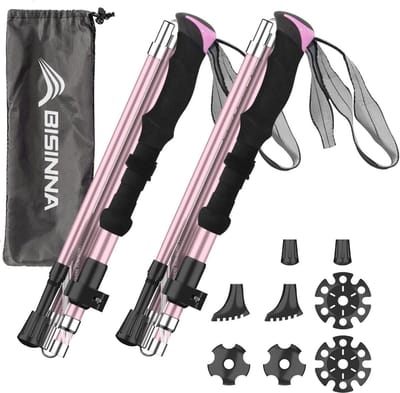 Opvouwbare Aluminium Trekkingstokken - 2 Stuks, Lichtgewicht en Verstelbaar voor Wandelen en Backpacken