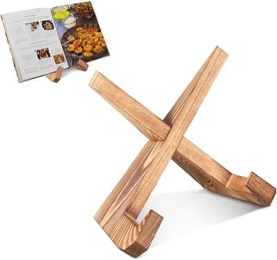 Receptenboekstandaard - houten kookboekhouder -boerderijkookboekstandaard - Om handsfree te lezen - Rustieke receptenhouder voor koken - Kookboekstandaard voor aanrecht