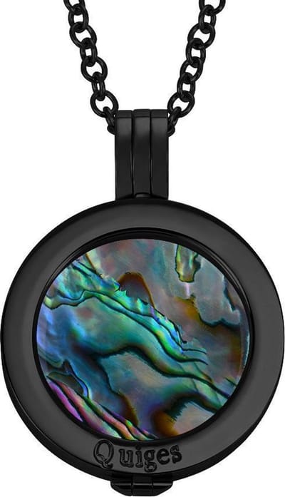 Quiges - RVS 25mm Munthouder Zwart met Ketting en Munt - EPRHZ2395