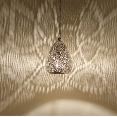Messing Hanglamp – pendellamp – echt verzilverd – voor woonkamer, eetkamer en slaapkamer