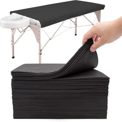 Verpakkingen van 50 Wegwerp Bedlakens voor Massagetafels - Zwart - Ideaal voor Schoonheidssalons, Spa's en Ziekenhuizen - 80 x 180 cm