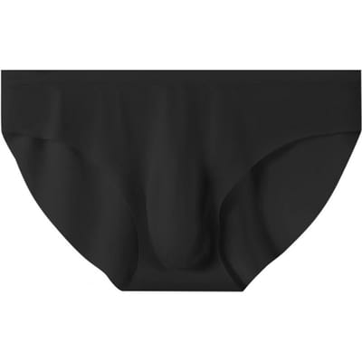 Heren Naadloze Ijs Zijden Slips Lage Taille 3D U-convex Ultra Dunne Slip Effen Kleur Snel Drogend Ondergoed L zwart