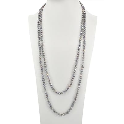PROUD PEARLS® Lange barok parelketting medium grijs