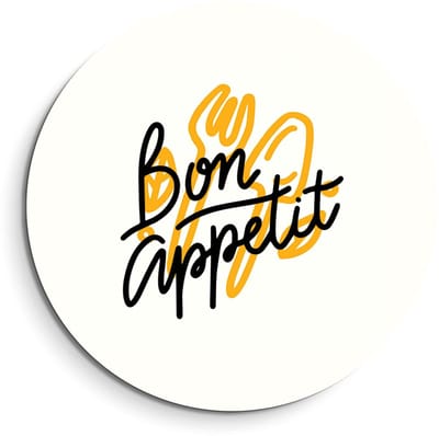 KitchenArt - Bon Appetit Classic - Muurcirkel Binnen - ø 40 cm - Wandcirkel - Mét Ophangsysteem - Wanddecoratie - Muurdecoratie