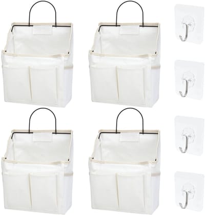 Dailygoods- Opbergtas Meerdelige Set van 4 - Wandorganizer - Katoen/Linnen - Stofdicht - Rechthoekig - Ruime Zakken - Opbergzak