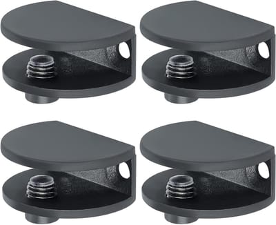Verstelbare glazen houders voor planken, 4 stuks, geschikt voor 8-10 mm dik glas, ideaal voor glazen platen en wandmontage, zwart
