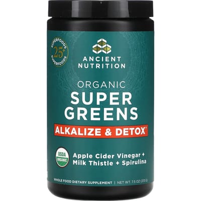 Ancient Nutrition, Super Greens biologiques, alcalinisant et détoxifiant, 213 g (213 g)