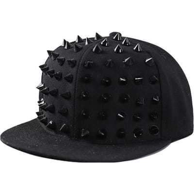 Nieuwe Straat Gepersonaliseerde Mode Nieten Eendenbek Pet Hip Hop Straatdans Platte Rand Baseballpet Adjustable black