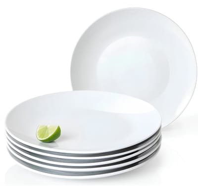 KAD® Bord - 6 Borden - Dinerborden - Dinerbord - Wit - 27cm x 27cm x 3cm