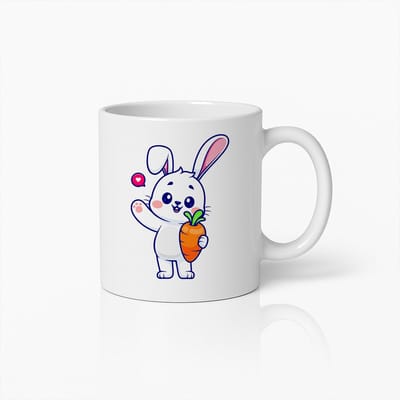 Schattige Konijn met Wortel Cartoon Mok – Perfect voor Kinderen en Dierenliefhebbers Koffiebeker