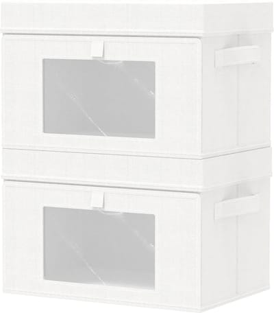 Dailygoods - Opbergdozen met Transparant Venster - 2 Stuks, Opvouwbaar, Wit