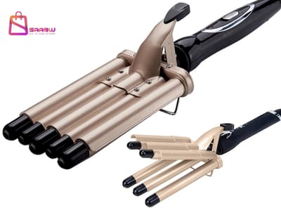 Professionele Haar Waver – Triple Krultang – 2 Temperatuurstanden – Keramische Coating – Golvenkrultang – Goudkleurig – wafeltang haar – wave krultang - 46297