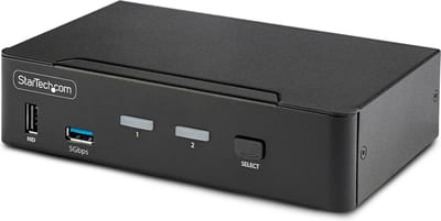 StarTech.com 2-Port DisplayPort KVM Switch, 8K 60Hz / 4K 144Hz, Single Display, DP 1.4, 2x USB 3.0 Ports, 4x USB 2.0 HID Ports, Drukknop & Hotkey Schakelaar, TAA Compliant, OS Onafhankelijk, Metalen Behuizing