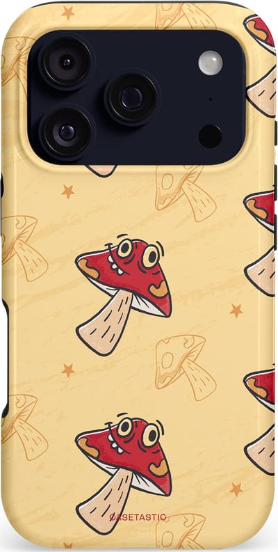 Casetastic hoesje geschikt voor Apple iPhone 17 Pro - MagSafe - Dubbellaagse bescherming - Vrolijke Paddestoel - Fashion Case - Beige Bordeaux