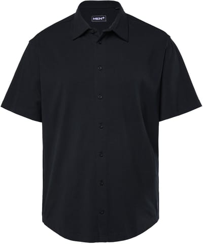 Men Plus - Heren - Jersey businessoverhemd FLEXLASTIC® korte mouw kentkraag - Zwart - Maat XL