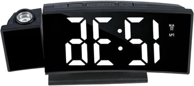 Digitale Wekker - Nachtkastje Klok - Rustig Wakker Worden - Projectie met Zacht Licht - 18 cm - Zwart