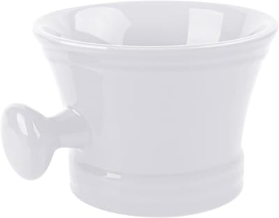 GTB® Scheerkom - Scheerkwast - Scheerkop - Keramische scheerbeker met knopgreep - 12x8x1cm - Wit