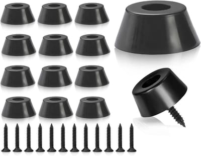 Zwarte rubberen voetjes voor snijplanken - Schroefbare rubberen buffers - Set van 12 - Roestvrijstalen schroeven