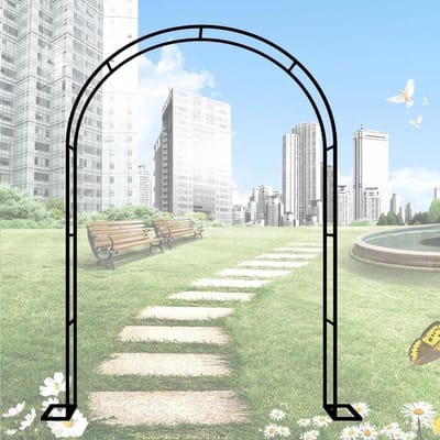 Metalen tuinboog voor klimplanten 120-350 cm breed weerbestendig rozenboog zwart perfect voor bloemen, terrassen en tuinen, 140 x 230 x 40 cm