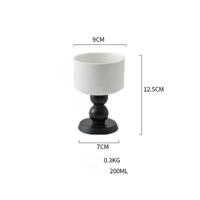 Frans Vintage Dessert IJs Keramisch Kelkglas Hoogbenig Retro Houten Handvat Thee Fruit Schotel Puddingbeker Kaarsenhouder