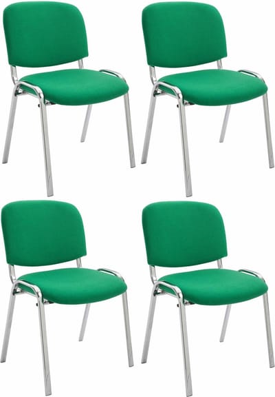 CLP Ken Set van 4 stoelen - Chroom - Stof groen