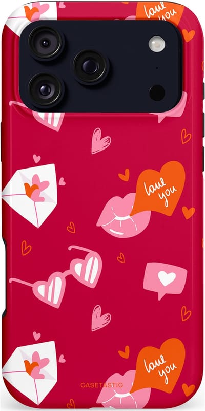 Casetastic hoesje geschikt voor Apple iPhone 17 Pro Max - MagSafe - Dubbellaagse bescherming - Liefdesbrief - Fashion Case - Bordeaux Lichtroze