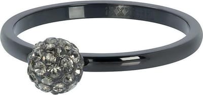 iXXXi JEWELRY - Vulring - 1 ball fill clear cristal - Zwart - 2mm - Maat 19