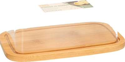 Bambou & Co Botervloot met deksel - bruin/transparant - bamboe/kunststof - 19 x 12,5 x 6 cm