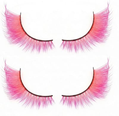 2 Paar Veer Wimpers voor Vrouwelijke Kostuums - Lange Natuurlijke Valse Wimpers voor Carnaval en Cosplay Feestjes (Roze)