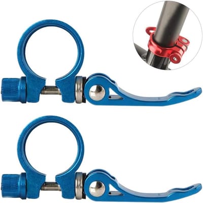 Fiets Zadelpenklem met Snelsluiting - Aluminium Zadelklem Blauw (34.9mm)