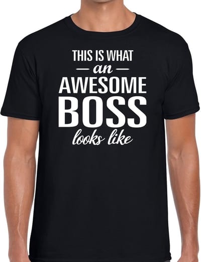 Awesome Boss tekst t-shirt zwart heren - heren fun tekst shirt zwart S
