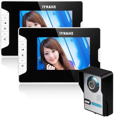 Draadloze Video Intercom met 7 Inch Kleurenmonitor, 2 Monitoren, 1 Camera, Nachtzicht en Touchknop voor Thuisgebruik