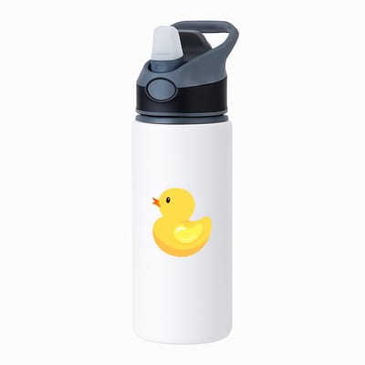 Hacebo® - Badeend waterfles met rietje zwart - Bad eend - Kinderen - Kuikentje - vogel - dieren - water fles - 650ML