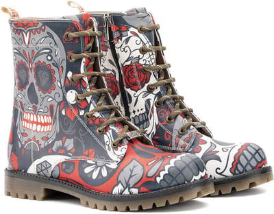 GOBY - Skull - Boots - Laars - Laarzen - Damesboots - Dames laarzen - Longboots - Handmade - Maat 35
