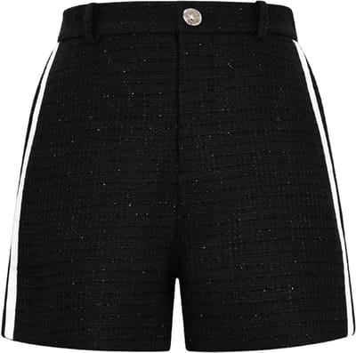 Plaid Elegant Short - Geruite Korte Broek met Comfortabele Pasvorm - Trendy Casual Short voor Herfst, Winter en Dagelijks Gebruik - Zwart - Maat S
